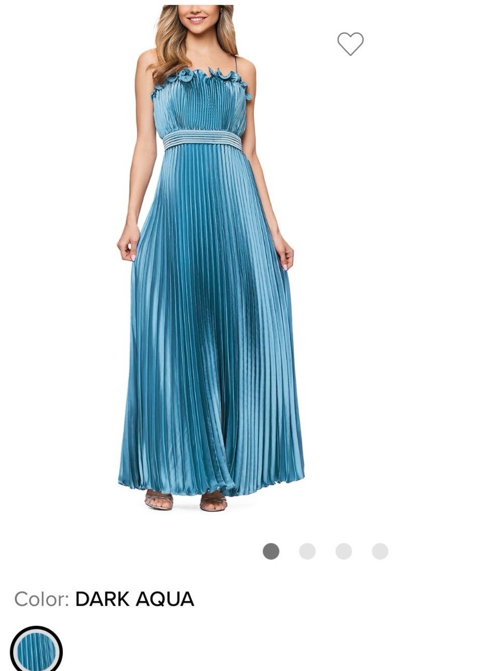 Dark Aqua Pleated Evening Maxi Dress